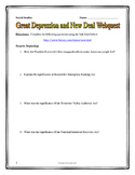 Great Depression and Roosevelt's New Deal - Webquest with Key