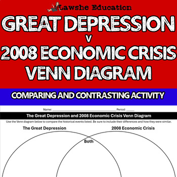 Preview of Great Depression v 2008 Economic Crisis Venn Compare Contrast Activity