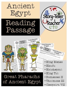 Preview of Great Egyptian Pharaohs Reading Passage Ancient Egypt (King Tut, Cleopatra, etc)