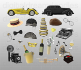 Great Gatsby Clipart - American Roaring 20s Digital PNG Graphics