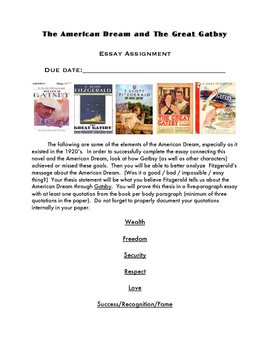 the great gatsby essay assignment
