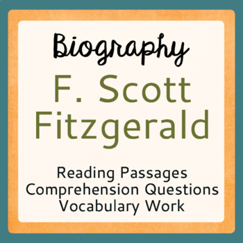 Preview of Great Gatsby F. SCOTT FITZGERALD  Biography Texts Activities PRINT and EASEL