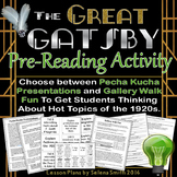 Great Gatsby Pre-Reading Activity: Research & Presentations