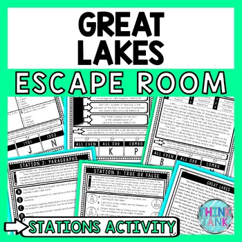 Preview of Great Lakes Escape Room Stations - Reading Comprehension Activity - Geography