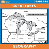 Great Lakes Geography - Identify Lakes, States, Provinces,