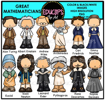 Preview of Great Mathematicians Clip Art Set {Educlips Clipart}