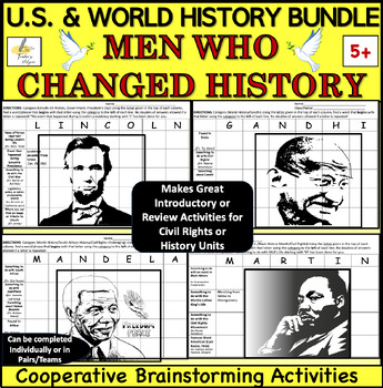 Preview of Great Men of History 4-Pack BUNDLE: Lincoln, Gandhi, Mandela, MLK Activities