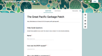 Preview of Great Pacific Garbage Patch Google Doc Assessment 