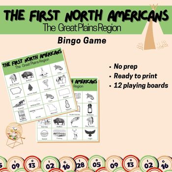 Preview of Great Plains Bingo Game Early People of North America Native Americans Activity