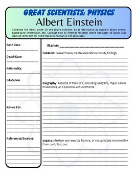 Preview of Great Scientists Bundle: Physics - Biography Worksheets (25 Famous Physicists!)