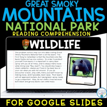 Preview of Great Smoky Mountains National Park | Reading Comprehension | For Google Slides™