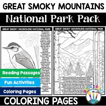 Preview of Great Smoky Mountains National Park Unit Coloring Pages Sheet Activity