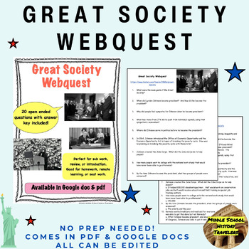 Preview of Great Society Webquest (Lyndon B Johnson)