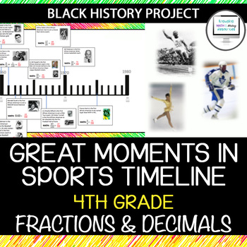 Preview of Great Sports Moments Timeline - 4th Grade (Black History, Fractions & Decimals)