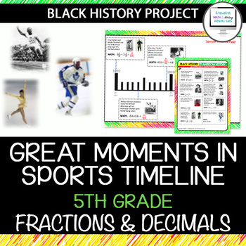 Preview of Great Sports Moments Timeline - 5th Grade (Black History, Fractions & Decimals)