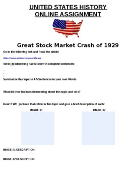 stock market crash 1929 assignment