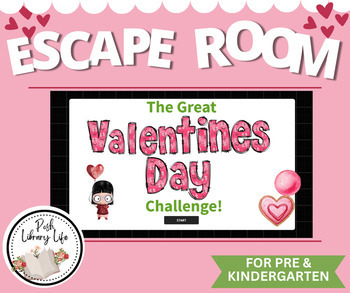 Preview of Great Valentine's Day Challenge Escape Room for Pre-K and Kindergarten