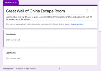 Preview of Great Wall of China Escape Room