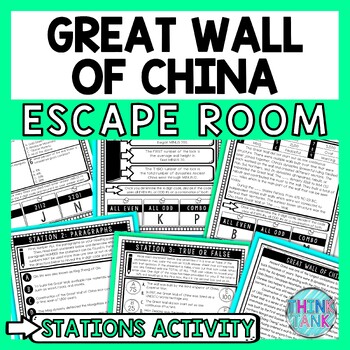 Preview of Great Wall of China Escape Room Stations - Reading Comprehension Activity
