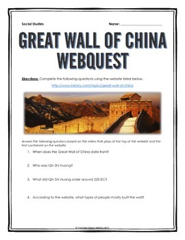 Preview of Great Wall of China - Webquest with Key