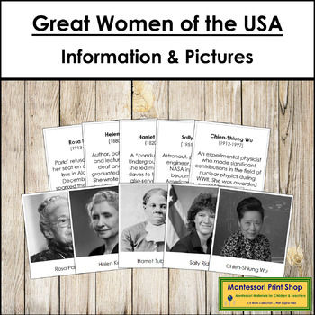 Preview of Great Women Of The United States of America - Information & Picture Cards