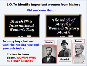 Preview of Great Women in History (primary lesson for Women's History Month)