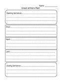 Great Writers Plan! Writing Process Planning Sheet