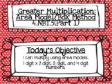 Greater Multiplication 4.NBT.5 Area Model PowerPoint: 1 Di