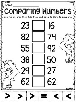 greater than less than equal to worksheets for grade 1