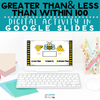 Preview of Greater Than/Less Than 2 Digits | Digital | Math | Google Slides