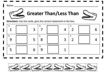 greater than less than alligators place value comparing numbers