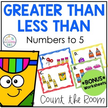 Preview of Greater Than Less Than Comparing Numbers to 5 Kindergarten Count the Room