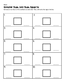 greater than less than equal to worksheet for kindergarten