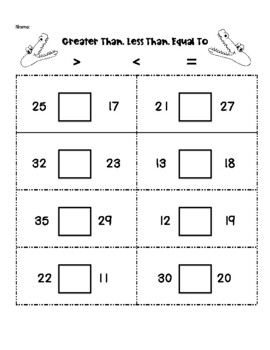 greater than less than equal to worksheet for kindergarten