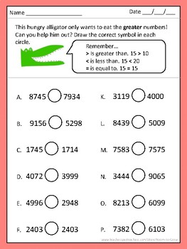 greater than less than equal to comparing numbers worksheets by room to grow