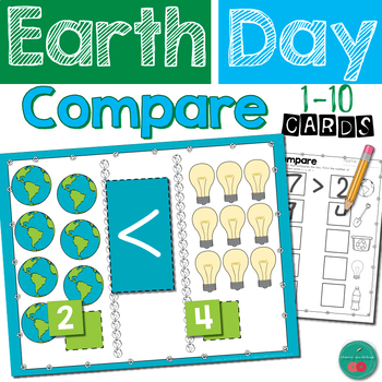 Preview of Greater Than Less Than Equal To - Earth Day Theme Math Center 