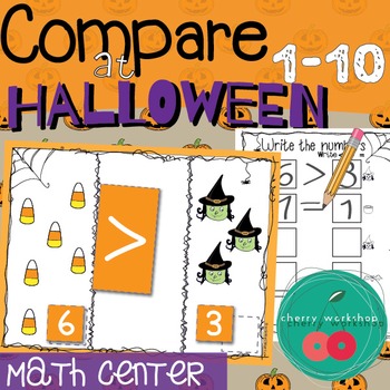 Preview of Greater Than Less Than Equal to Halloween Math Center or Kidnergarten