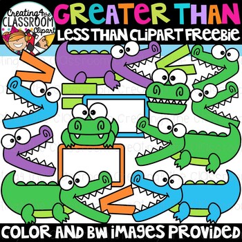 Preview of Greater Than Less Than Gator Clipart {Clipart Freebie}