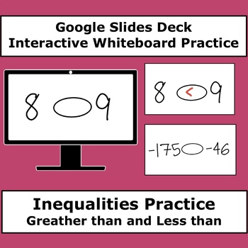 Preview of Greater Than Less Than Inequalities Google Slides for Whiteboard Practice