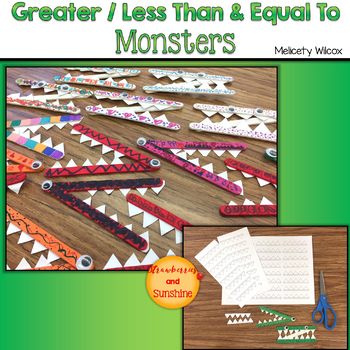 Preview of Greater Than / Less Than and Equal To Monsters: Math Art Project