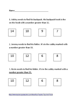 Preview of Greater Than Worksheet