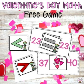 Preview of Greater Than and Less Than Game | Valentine’s Day Math | Comparing Numbers Game