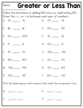 Greater or Less Than Practice Worksheets by Kmwhyte's Kreations | TpT