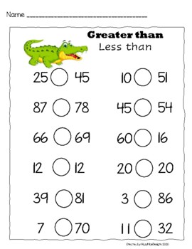 Freebie Greater Than Less Than Math Worksheet By Miss Courtnay S Corner