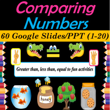 Preview of Digital Comparing Numbers 1-20 (Greater than Less than) - Google slides/PPT