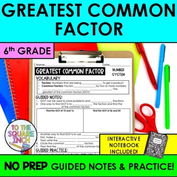 Preview of GCF Notes | Greatest Common Factor Notes & Practice | +Interactive Math Notebook