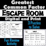 Greatest Common Factor Activity: Escape Room Math Breakout Game