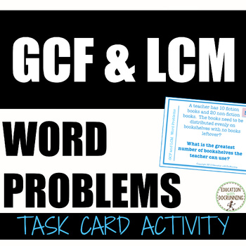 Preview of Greatest Common Factor Activity GCF and LCM Word Problems Task Card