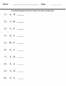 Greatest Common Factor - Fractions Worksheets -Find the Greatest Common ...