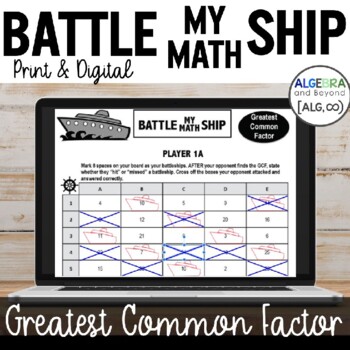 Preview of Greatest Common Factor | GCF | Battle My Math Ship Game | Print and Digital